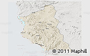 Shaded Relief Panoramic Map of Mbinga, lighten, semi-desaturated