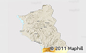 Shaded Relief Panoramic Map of Mbinga, single color outside