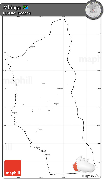 Blank Simple Map of Mbinga, cropped outside