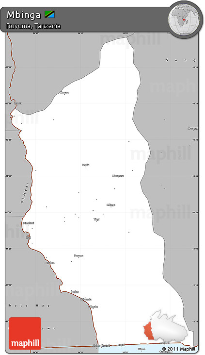 Gray Simple Map of Mbinga