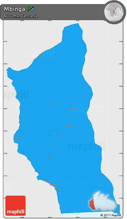 Political Simple Map of Mbinga, single color outside