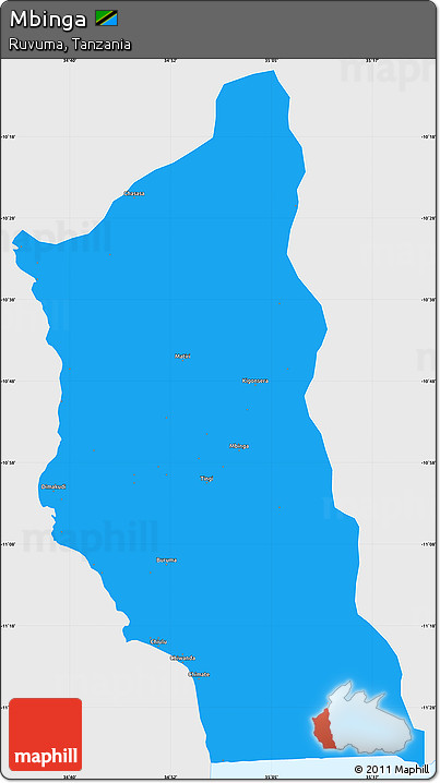 Political Simple Map of Mbinga, single color outside
