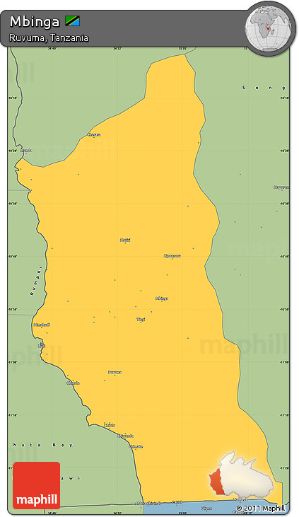 Savanna Style Simple Map of Mbinga