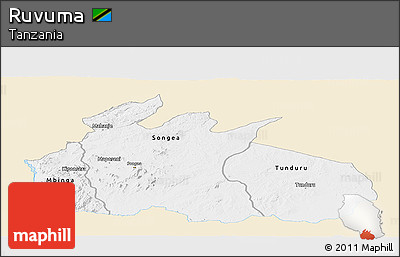 Classic Style Panoramic Map of Ruvuma, single color outside