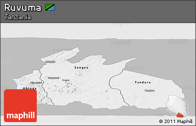 Gray Panoramic Map of Ruvuma, single color outside