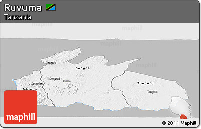 Gray Panoramic Map of Ruvuma, single color outside