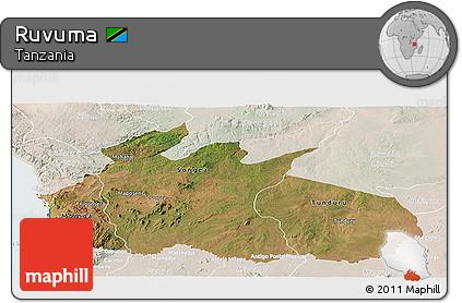 Satellite Panoramic Map of Ruvuma, lighten