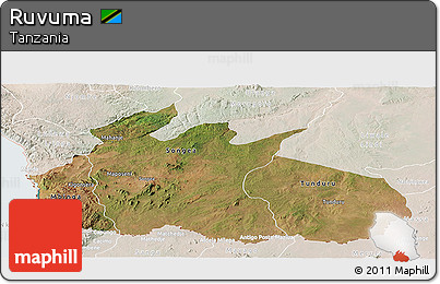 Satellite Panoramic Map of Ruvuma, lighten