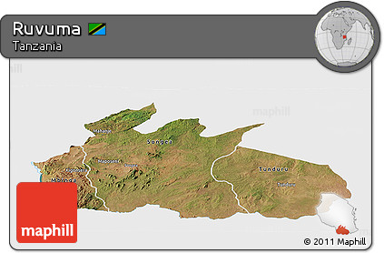 Satellite Panoramic Map of Ruvuma, single color outside