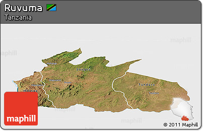 Satellite Panoramic Map of Ruvuma, single color outside