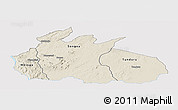 Shaded Relief Panoramic Map of Ruvuma, single color outside