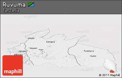 Silver Style Panoramic Map of Ruvuma, single color outside