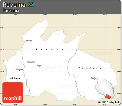Classic Style Simple Map of Ruvuma, single color outside