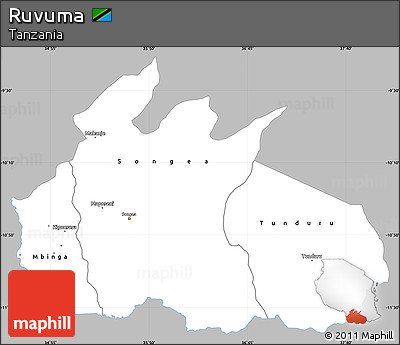 Gray Simple Map of Ruvuma, single color outside