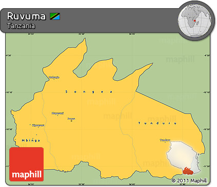 Savanna Style Simple Map of Ruvuma, cropped outside