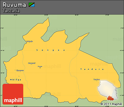 Savanna Style Simple Map of Ruvuma, cropped outside