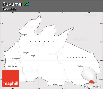 Silver Style Simple Map of Ruvuma, cropped outside