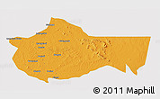 Political 3D Map of Bariadi, cropped outside