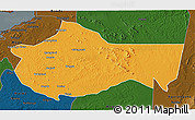 Political 3D Map of Bariadi, darken