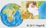 Physical Location Map of Bariadi, highlighted country, within the entire country