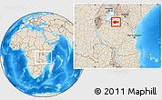Shaded Relief Location Map of Bariadi, within the entire country
