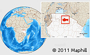 Shaded Relief Location Map of Bariadi, highlighted country