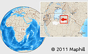 Shaded Relief Location Map of Bariadi, highlighted parent region