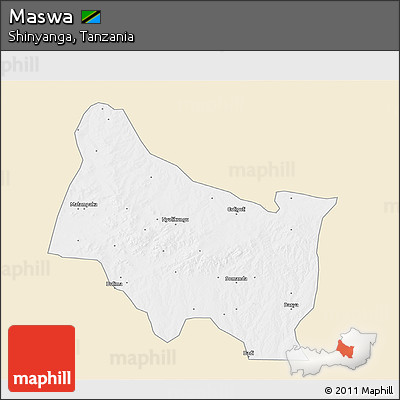 Classic Style 3D Map of Maswa, single color outside