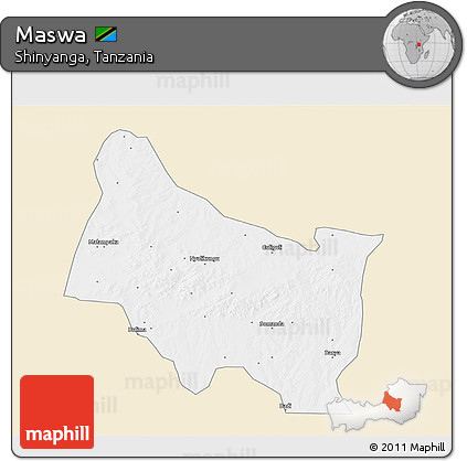 Classic Style 3D Map of Maswa, single color outside