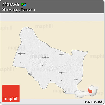 Classic Style 3D Map of Maswa, single color outside