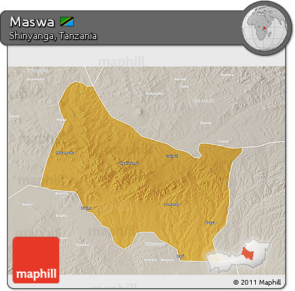 Physical 3D Map of Maswa, lighten, semi-desaturated