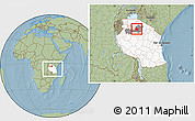 Savanna Style Location Map of Maswa, highlighted country, highlighted parent region, within the entire country, hill shading