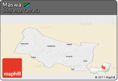 Classic Style Panoramic Map of Maswa, single color outside