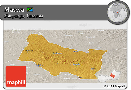 Physical Panoramic Map of Maswa, lighten, semi-desaturated
