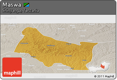 Physical Panoramic Map of Maswa, lighten, semi-desaturated