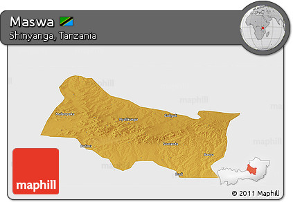 Physical Panoramic Map of Maswa, single color outside