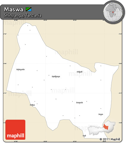 Classic Style Simple Map of Maswa, single color outside