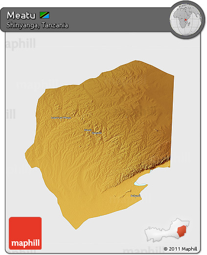 Physical 3D Map of Meatu, single color outside