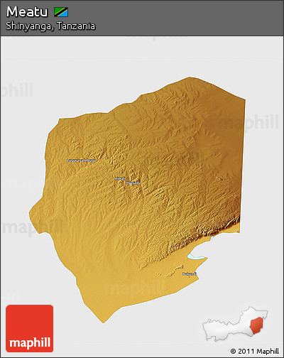 Physical 3D Map of Meatu, single color outside