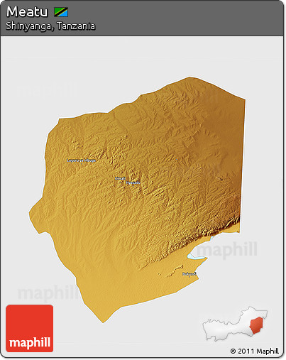 Physical 3D Map of Meatu, single color outside