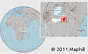Gray Location Map of Meatu, highlighted parent region, hill shading