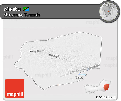 Silver Style Panoramic Map of Meatu, single color outside