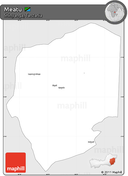 Silver Style Simple Map of Meatu, single color outside