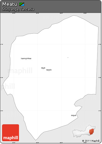 Silver Style Simple Map of Meatu, single color outside