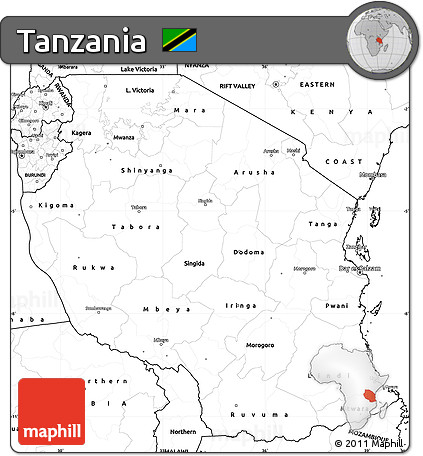Blank Simple Map of Tanzania