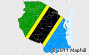 Flag Simple Map of Tanzania, single color outside, flag aligned to the middle