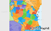 Political Simple Map of Tanzania, political shades outside