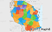 Political Simple Map of Tanzania, single color outside, borders and labels