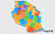 Political Simple Map of Tanzania, single color outside