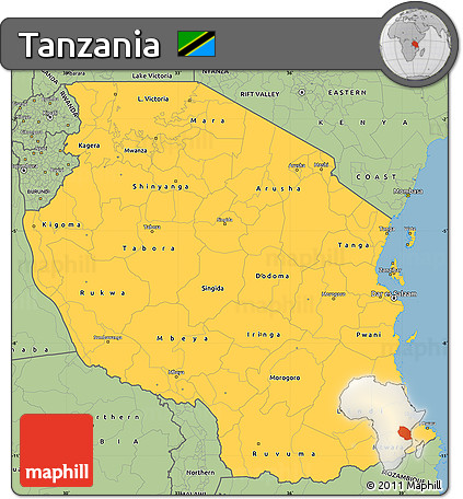 Savanna Style Simple Map of Tanzania